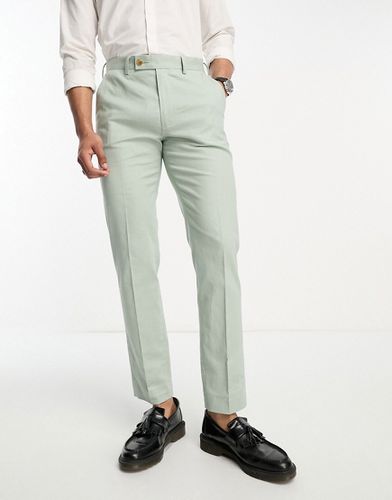 Pantaloni da abito slim in misto lino color salvia - ASOS DESIGN - Modalova