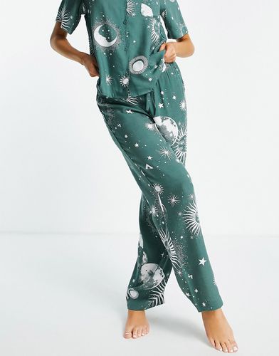 Pantaloni del pigiama color salvia 100% modal MIX & MATCH con stampa astrologia - ASOS DESIGN - Modalova