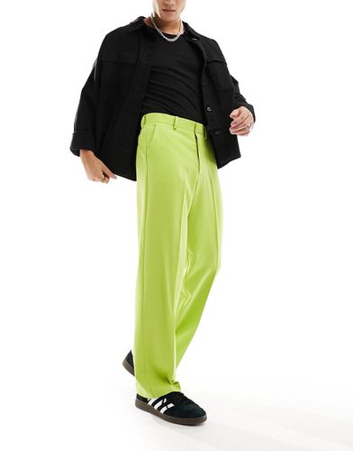 Pantaloni eleganti a fondo ampio color chartreuse - ASOS DESIGN - Modalova