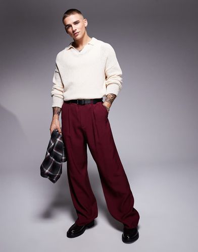 Pantaloni eleganti a fondo ampio bordeaux - ASOS DESIGN - Modalova