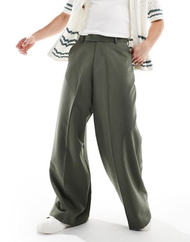 Pantaloni eleganti a fondo super ampio verdi - ASOS DESIGN - Modalova