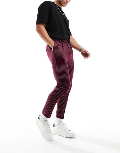 Pantaloni eleganti affusolati bordeaux gessato - ASOS DESIGN - Modalova