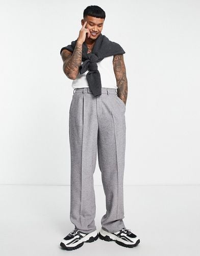 Pantaloni eleganti ampi in misto con motivo puntinato testurizzato, colore grigio - ASOS DESIGN - Modalova