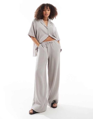 Pantaloni in mussola grigi allacciati in vita - ASOS DESIGN - Modalova