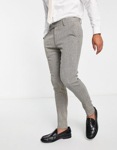 Pantaloni super skinny da abito in tweed di misto lana neri - ASOS DESIGN - Modalova