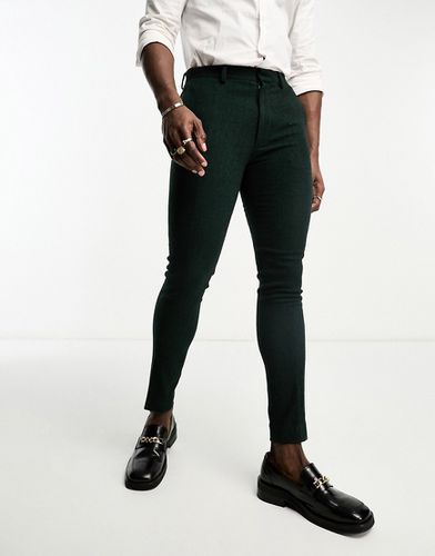 Pantaloni super skinny da abito in misto lana verdi con motivo a spina di pesce - ASOS DESIGN - Modalova