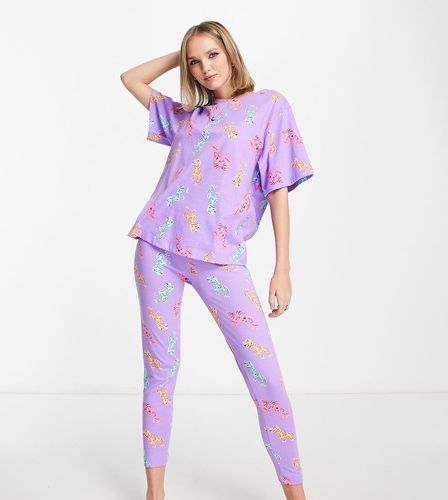 ASOS DESIGN Petite - Pigiama con T-shirt oversize e leggings con dinosauri e aragoste - ASOS Petite - Modalova