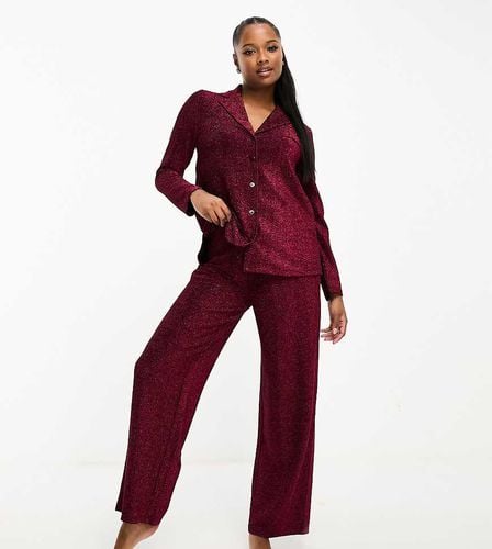 ASOS DESIGN Petite - Pigiama glitterato con camicia e pantaloni - ASOS Petite - Modalova