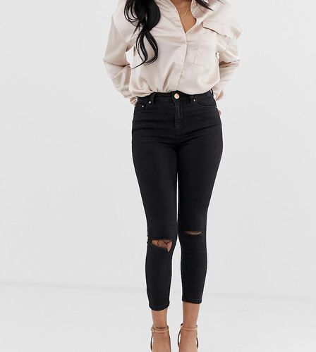 ASOS DESIGN Petite - Ridley - Jeans skinny pulito a vita alta con strappi al ginocchio - ASOS Petite - Modalova