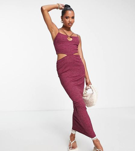 ASOS DESIGN Petite - Vestito lungo rosa mélange con design a fascette e gonna a vita bassa - ASOS Petite - Modalova