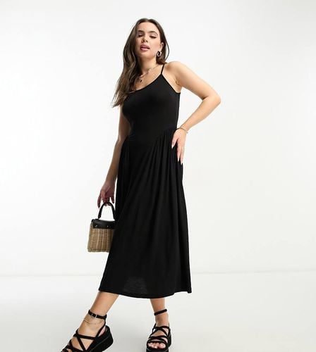 ASOS DESIGN Petite - Vestito midi con scollo rotondo, spalline sottili e cuciture a vista sui lati - ASOS Petite - Modalova