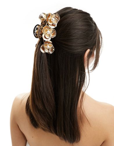 Pinza per capelli dorata con design forma di fiori - ASOS DESIGN - Modalova