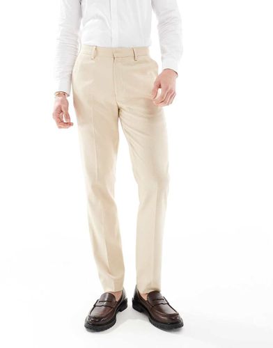 Wedding - Pantaloni da abito slim color cammello microtesturizzati - ASOS DESIGN - Modalova