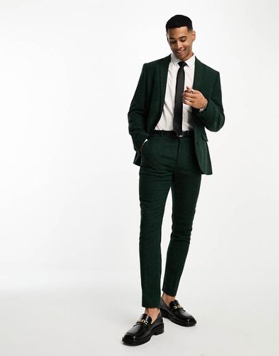 Wedding - Pantaloni da abito super skinny in misto lana scuro pied de poule - ASOS DESIGN - Modalova