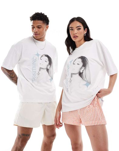 T-shirt unisex bianca oversize con stampa "Positions" di Ariana Grande su licenza - ASOS DESIGN - Modalova