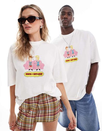 T-shirt unisex oversize color sporco con stampa "Beavis and Butt-Head" su licenza - ASOS DESIGN - Modalova