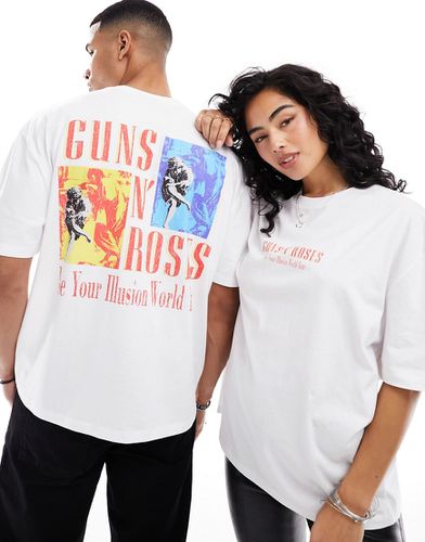 T-shirt unisex oversize bianca con stampe "Guns N' Roses Tour" - ASOS DESIGN - Modalova
