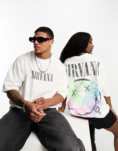 T-shirt unisex oversize bianco sporco con stampa "Nirvana" - ASOS DESIGN - Modalova