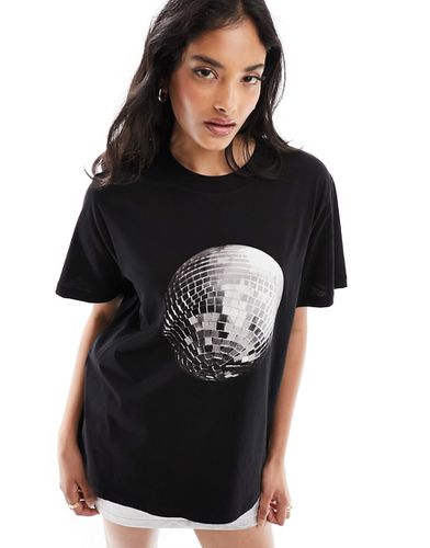 T-shirt vestibilità classica nera con stampa di strobosfera - ASOS DESIGN - Modalova
