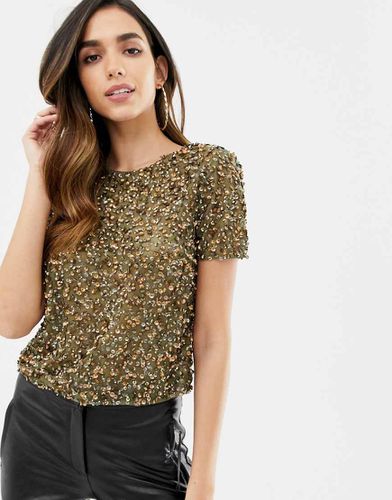 T-shirt decorata con paillettes - ASOS DESIGN - Modalova