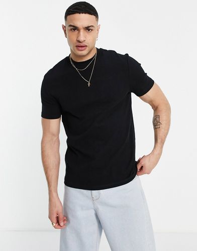 T-shirt elegante a coste nera - ASOS DESIGN - Modalova