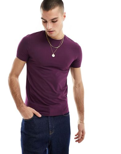 T-shirt girocollo attillata viola - ASOS DESIGN - Modalova