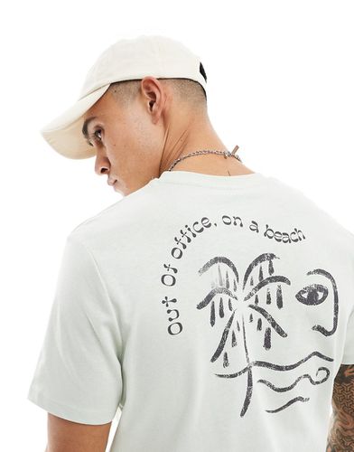 T-shirt grigia con stampa astratta di spiaggia sulla schiena - ASOS DESIGN - Modalova
