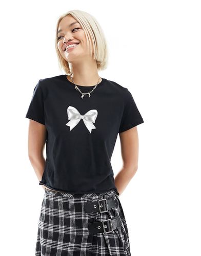 T-shirt mini nera con stampa con fiocco - ASOS DESIGN - Modalova
