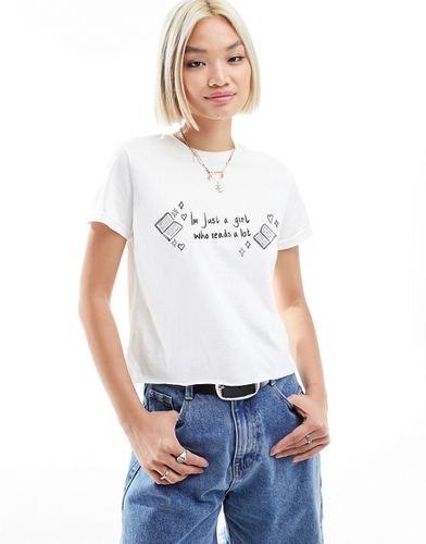 T-shirt mini bianca con grafica "Reading" - ASOS DESIGN - Modalova
