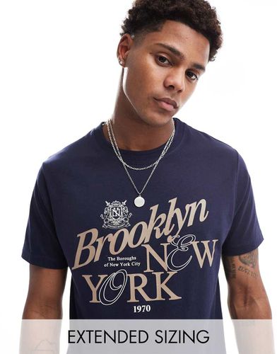 T-shirt navy con stampa New York sul davanti - ASOS DESIGN - Modalova