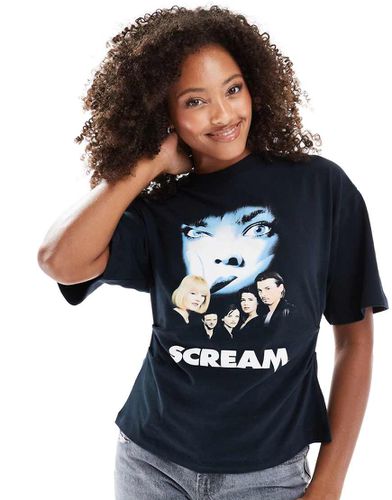 T-shirt nera con vita stile corsetto e grafica "Scream" su licenza - ASOS DESIGN - Modalova