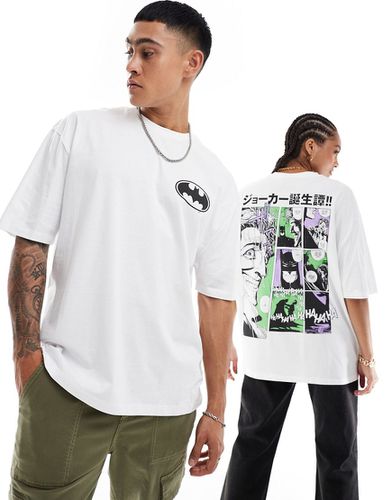 T-shirt oversize unisex bianca con stampa del fumetto di Batman su licenza - ASOS DESIGN - Modalova