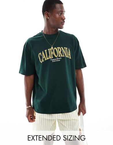 T-shirt oversize scuro con stampa "California" - ASOS DESIGN - Modalova