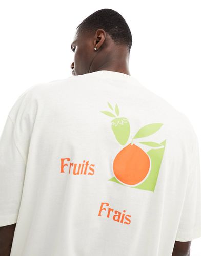T-shirt oversize bianco sporco con stampa di frutta sul retro - ASOS DESIGN - Modalova