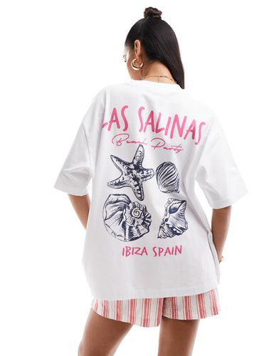 T-shirt oversize bianca con grafica di Ibiza con conchiglia - ASOS DESIGN - Modalova