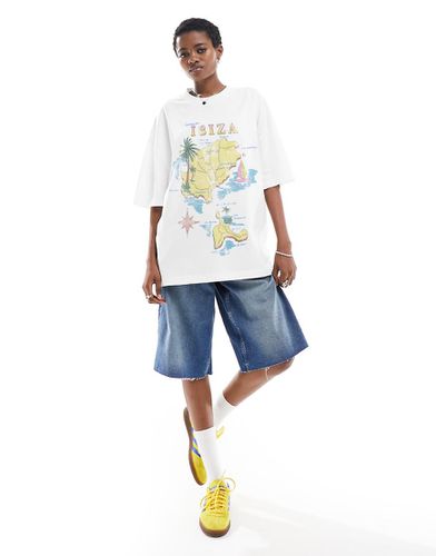 T-shirt oversize bianca con grafica di Ibiza - ASOS DESIGN - Modalova