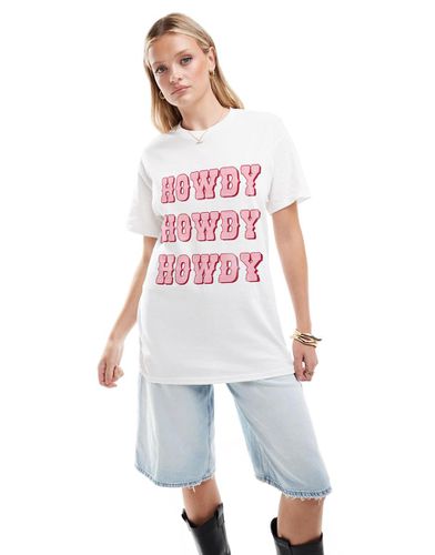 T-shirt oversize bianca con grafica "Howdy" stile cowboy - ASOS DESIGN - Modalova