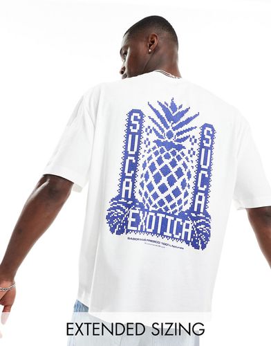 T-shirt oversize bianca con stampa di ananas sul retro - ASOS DESIGN - Modalova