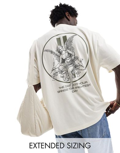 T-shirt oversize bianca con stampa di angelo sul retro - ASOS DESIGN - Modalova