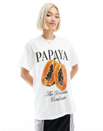 T-shirt oversize bianca con stampa di papaya - ASOS DESIGN - Modalova