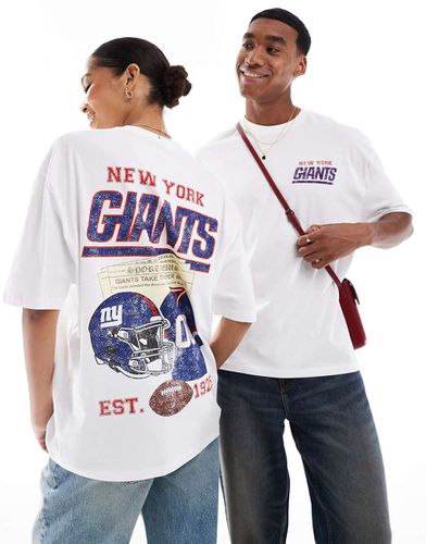 T-shirt oversize bianca con stampa NFL su licenza dei New York Giants - ASOS DESIGN - Modalova