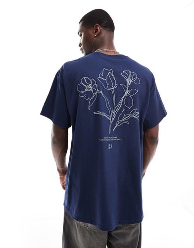 T-shirt oversize con stampa di fiore sul retro - ASOS DESIGN - Modalova