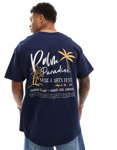 T-shirt oversize con stampa "Palm Paradise" sul retro - ASOS DESIGN - Modalova