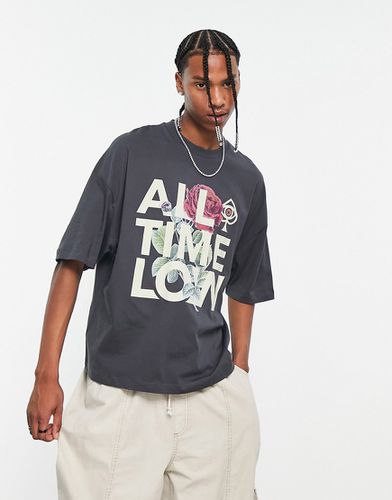 T-shirt oversize con stampa del gruppo All Time Low color grigio antracite - ASOS DESIGN - Modalova