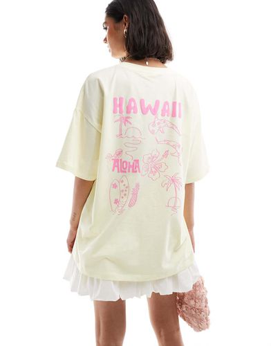 T-shirt oversize limone con grafica "Hawaii" - ASOS DESIGN - Modalova