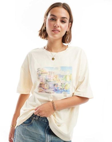 T-shirt oversize limone con grafica "Sorrento" stile acquerello - ASOS DESIGN - Modalova