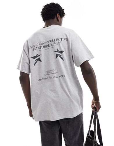 T-shirt oversize mélange con stampa su petto e schiena - ASOS DESIGN - Modalova
