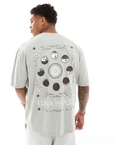 T-shirt oversize grigia con stampa celestiale sul retro - ASOS DESIGN - Modalova