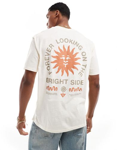 T-shirt oversize in lino testurizzato con stampa di sole sul retro - ASOS DESIGN - Modalova