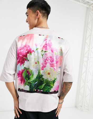 T-shirt oversize lilla con stampa floreale sul retro - ASOS DESIGN - Modalova